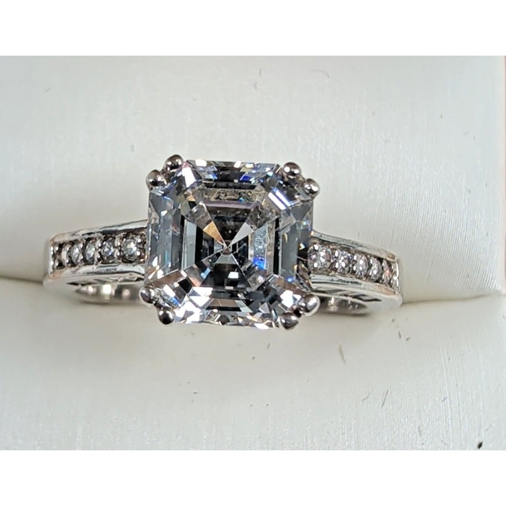 925 Sterling Silver Radiant Cut CZ Engagement Fashion Ring Size 10.25 6.2g